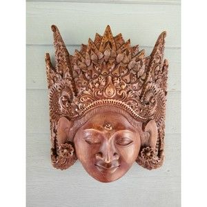 Handmade wood carved wall mask art A